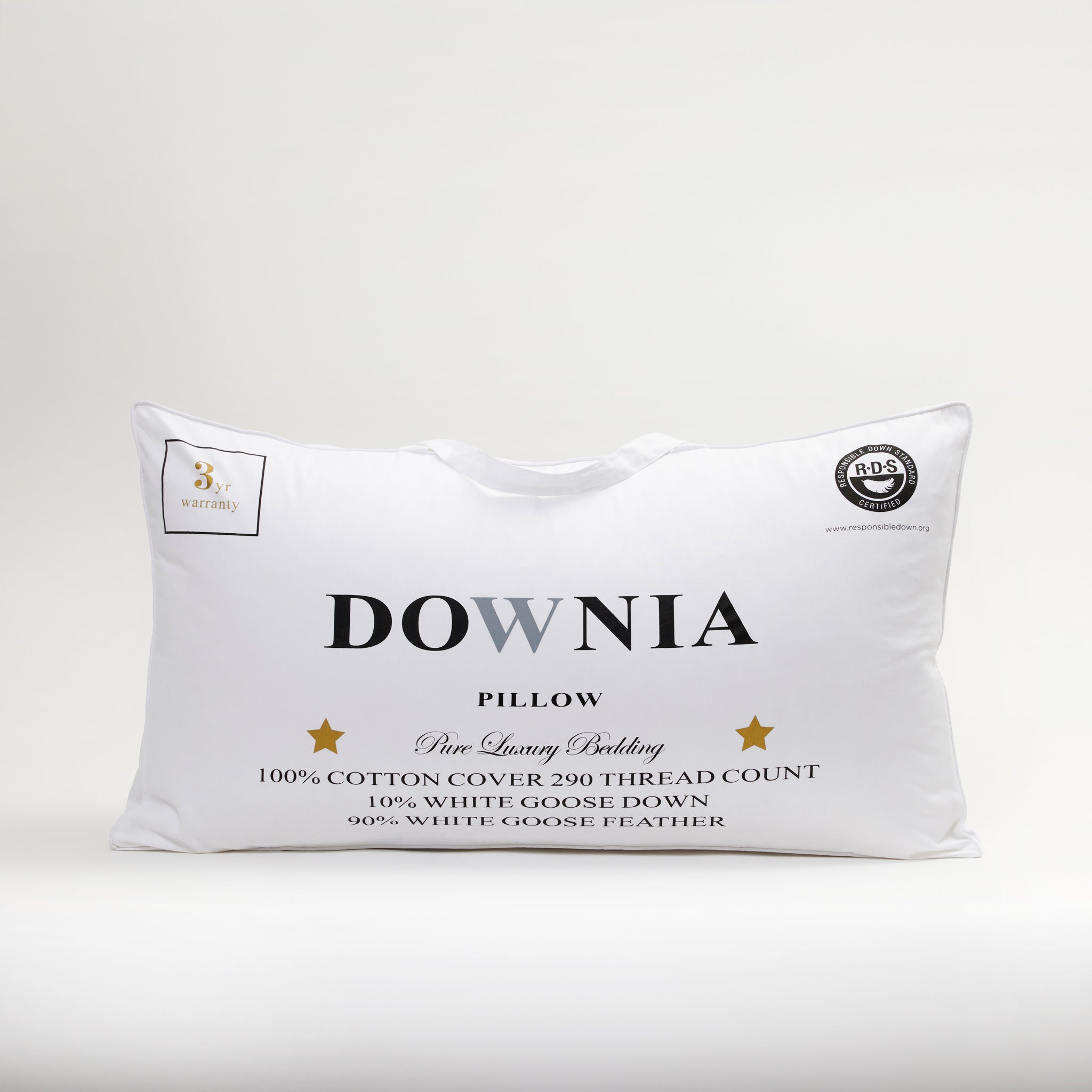 Downia Goose Pillow 10% Goose Down 90% White Goose Feather Pillow MED