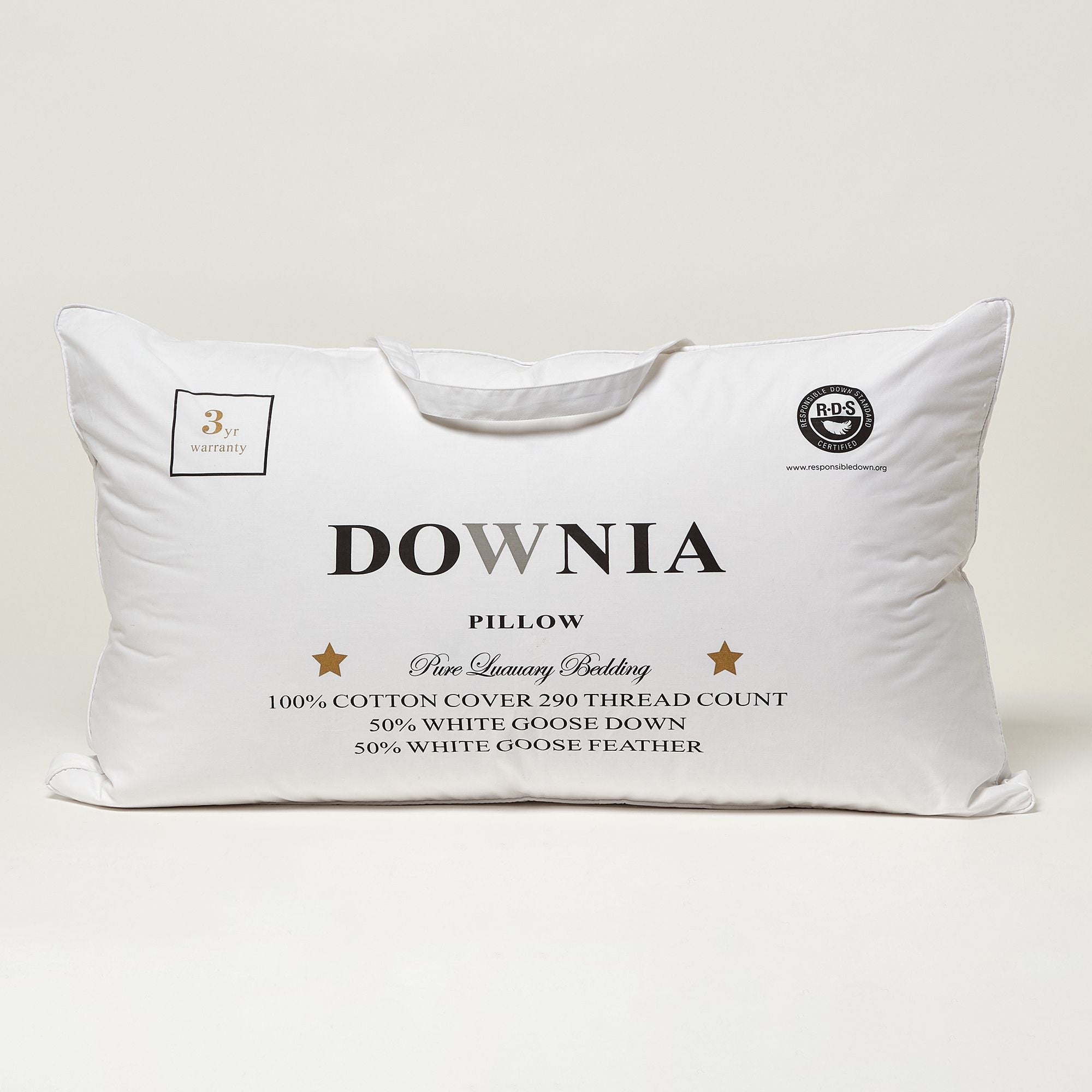 Downia Goose Pillow 50% Goose Down 50% White Goose Feather Pillow MED